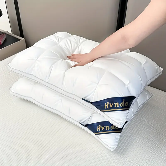 2pcs Luxury 5-Star Hotel Quality Pillows, 19x29 Inches - Deep Sleep Neck Support, Non-Collapse High Pillow Core for All Seasons, Hypoallergenic Polyester Cover, Machine Washable, Modern Pillow Design|Soft Texture Finish